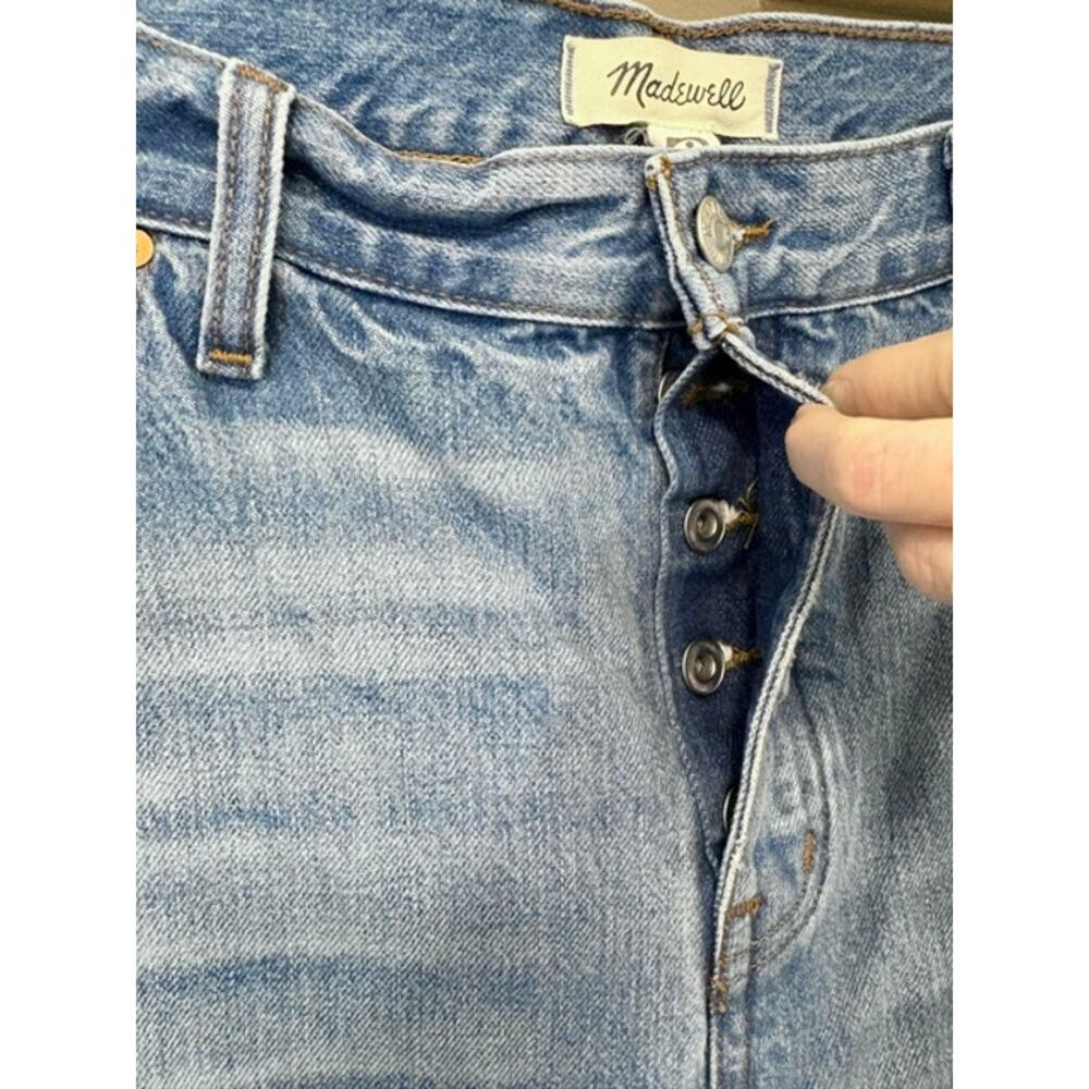 Madewell Low Slung Baggy Jeans Sz 32 NS198 Distressed Wide Leg Button Fly Cotton - Picture 5 of 13